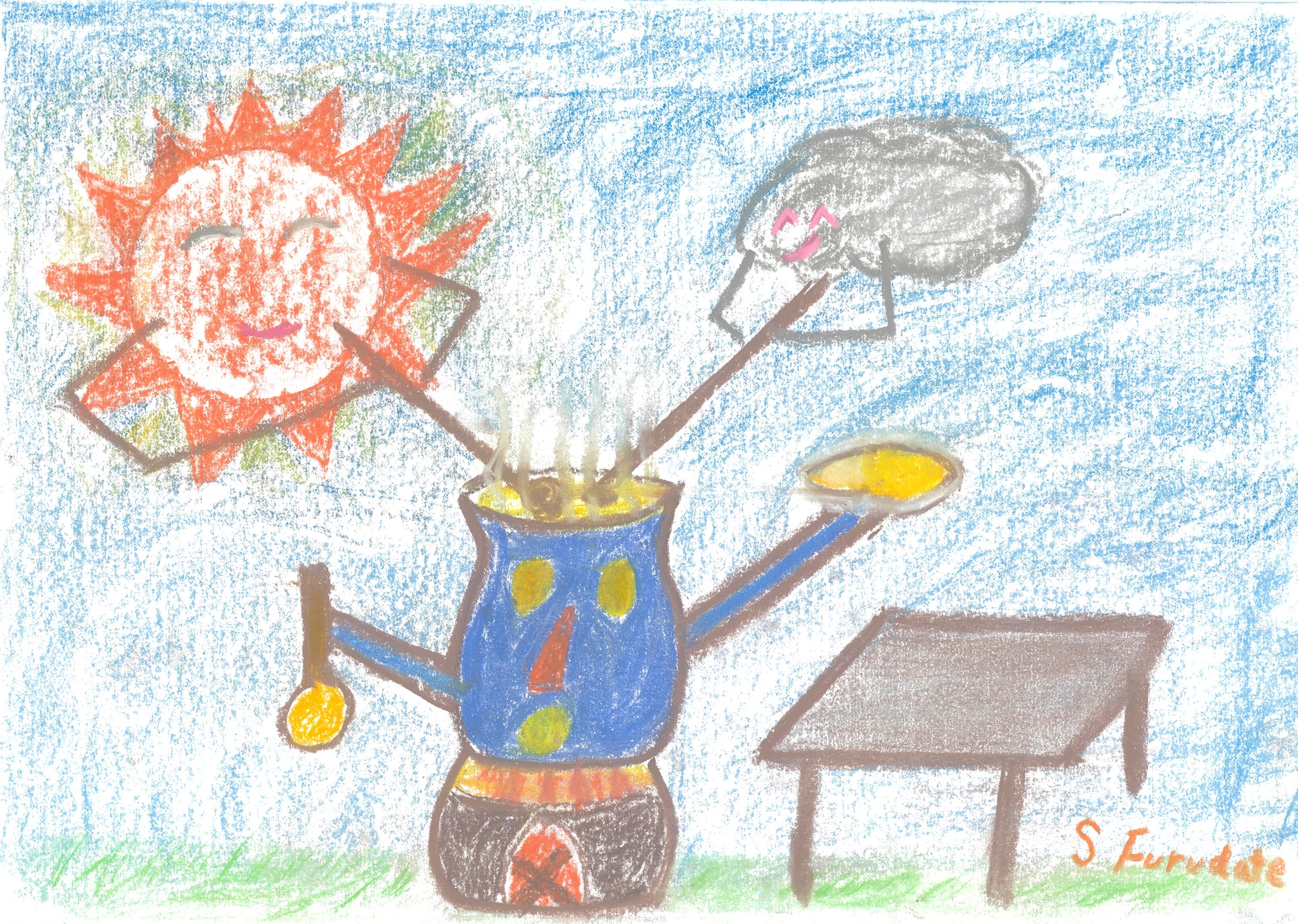太陽と雲の料理ポット