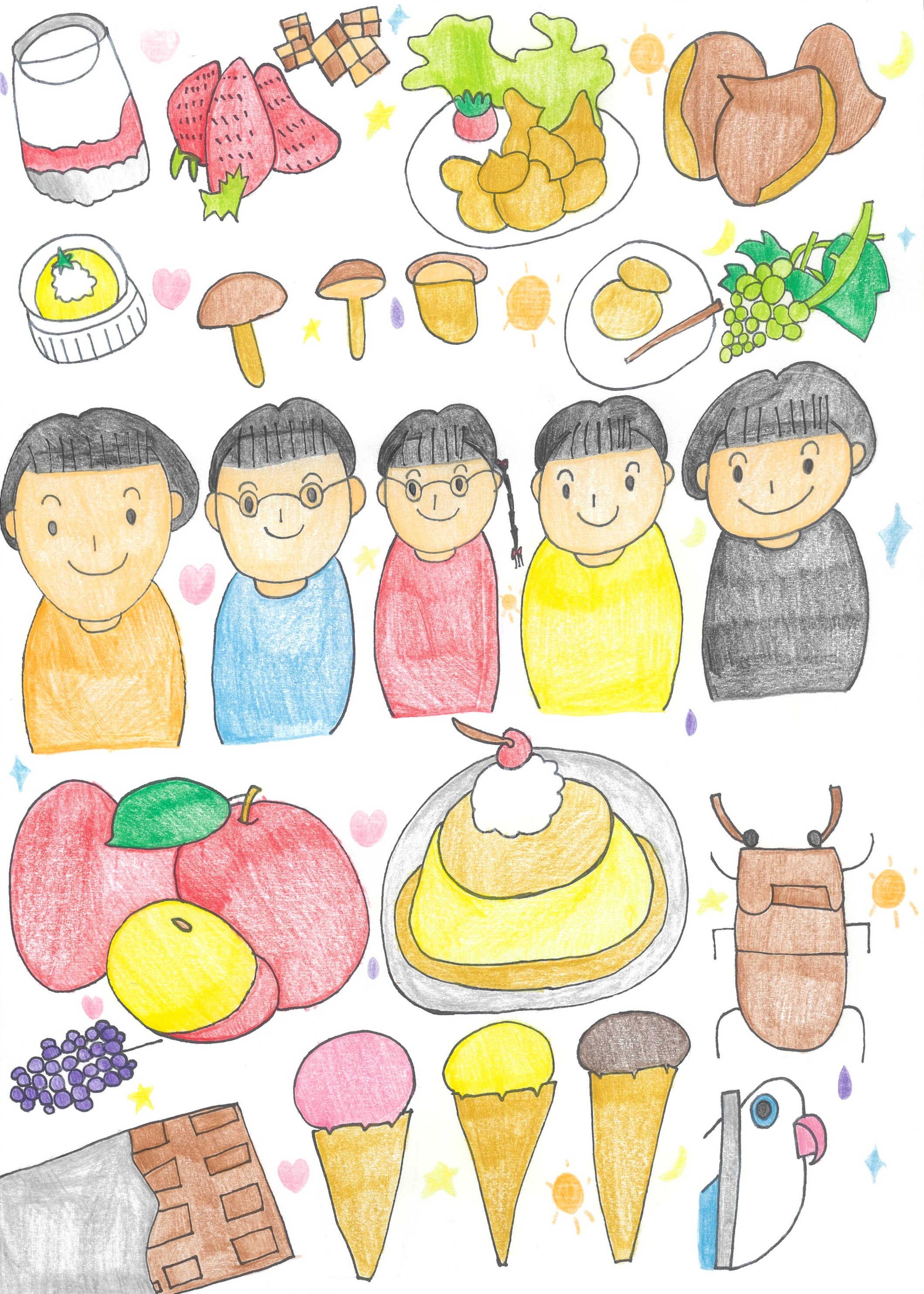 家族と食べ物とインコ