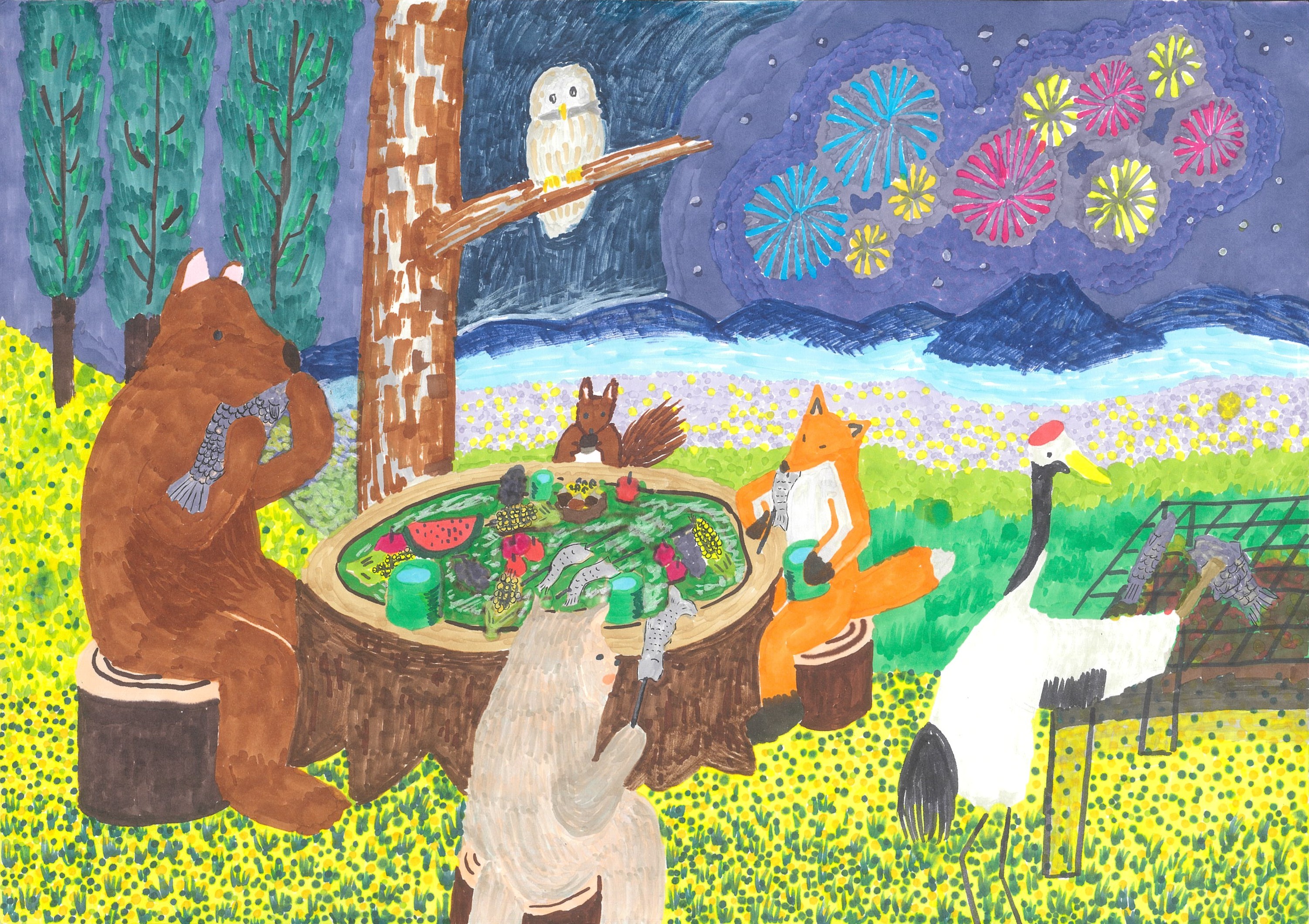 北海道の動物と花火大会