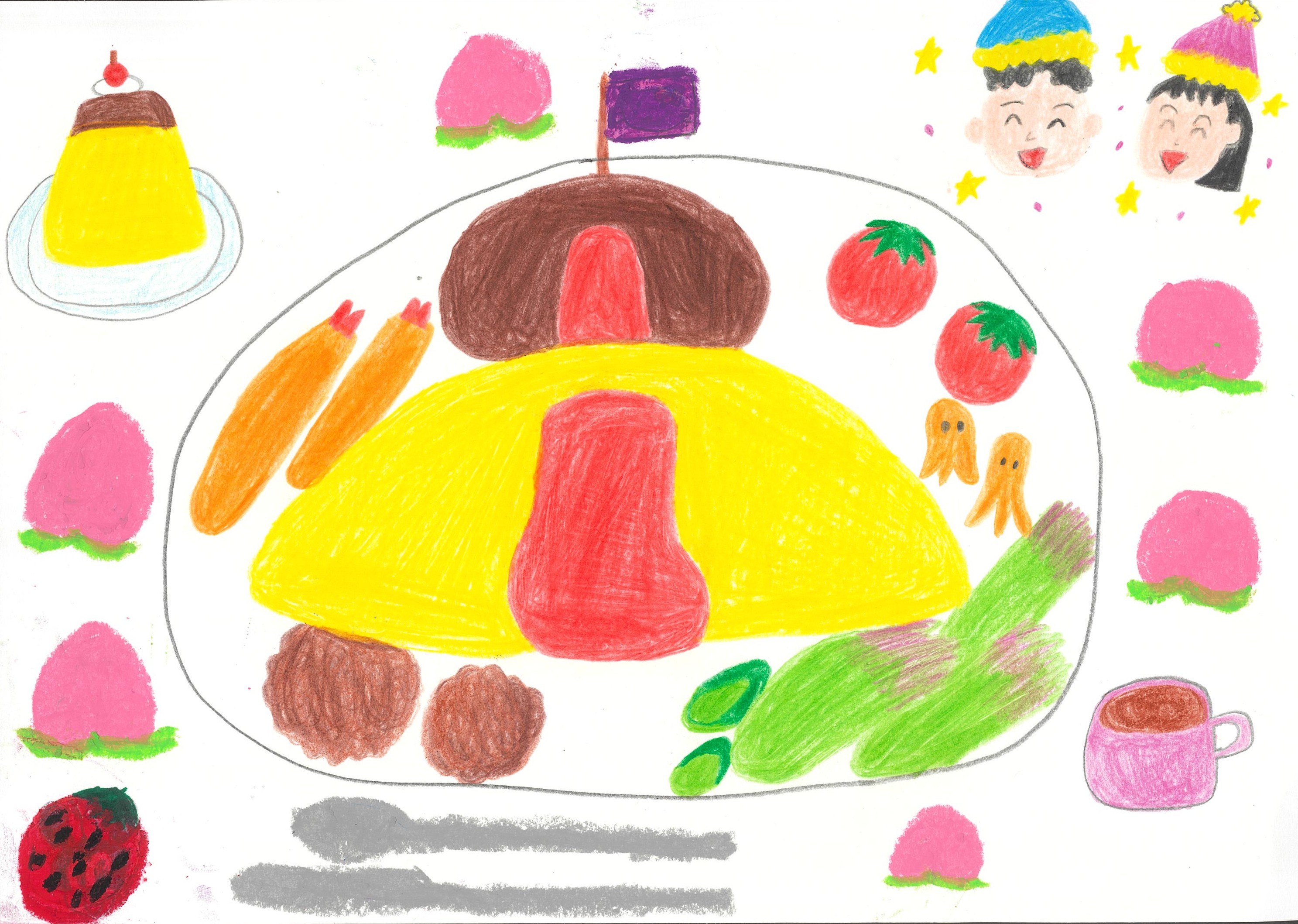 超ゴウカなハンバーグオムライス（プリン・桃入り）