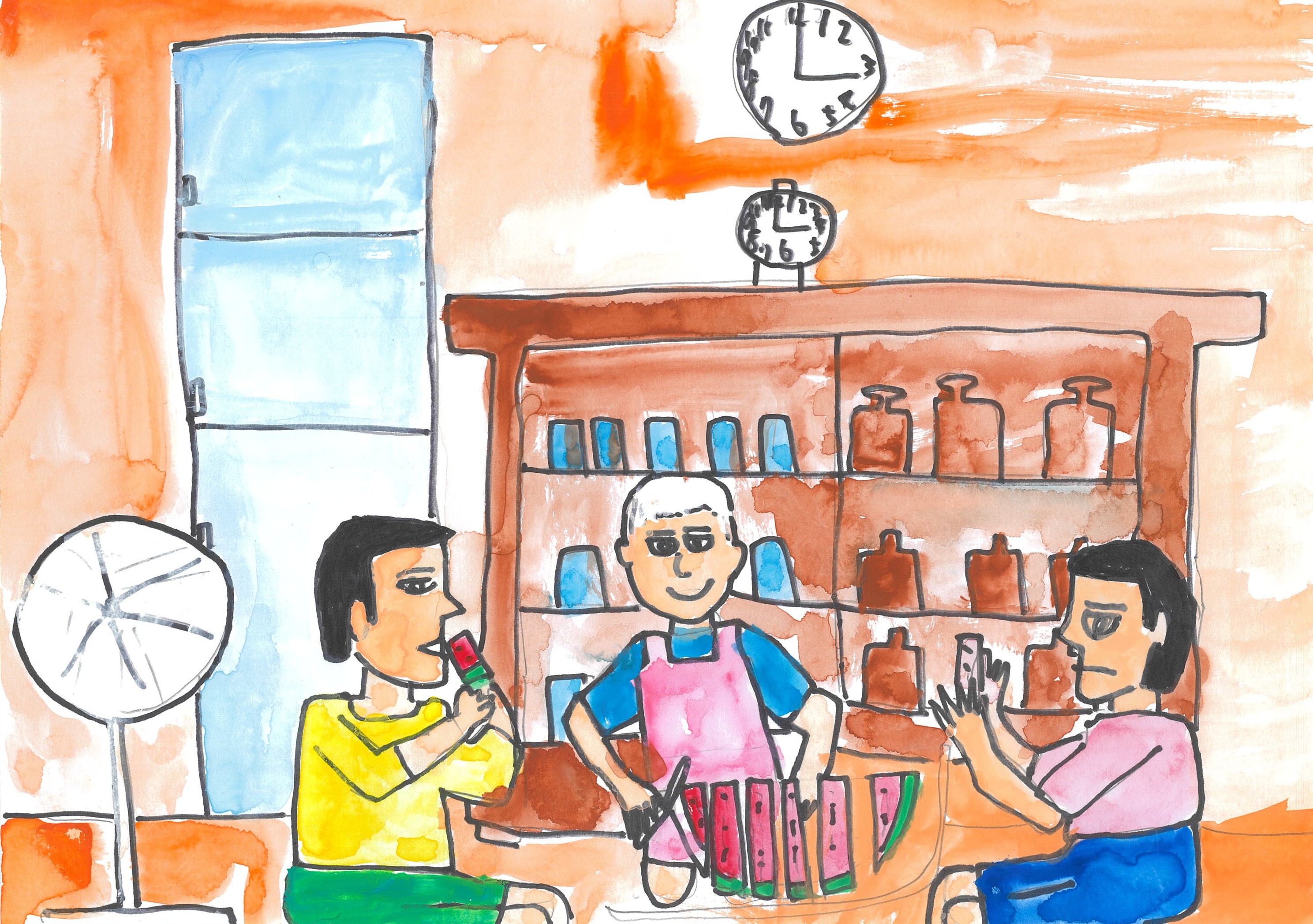 家族でスイカパーティ