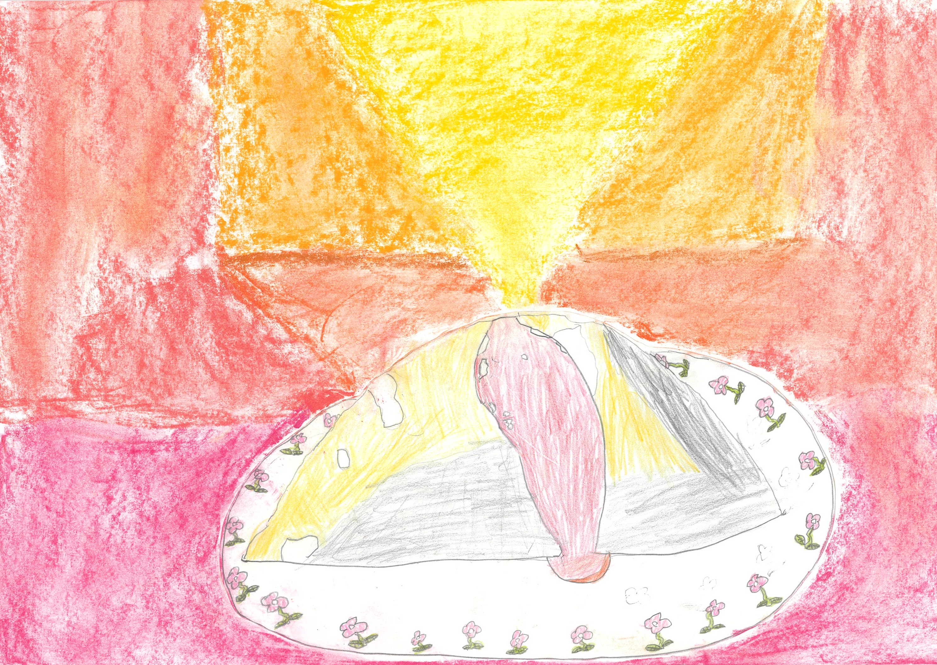 ライトの下のオムライス