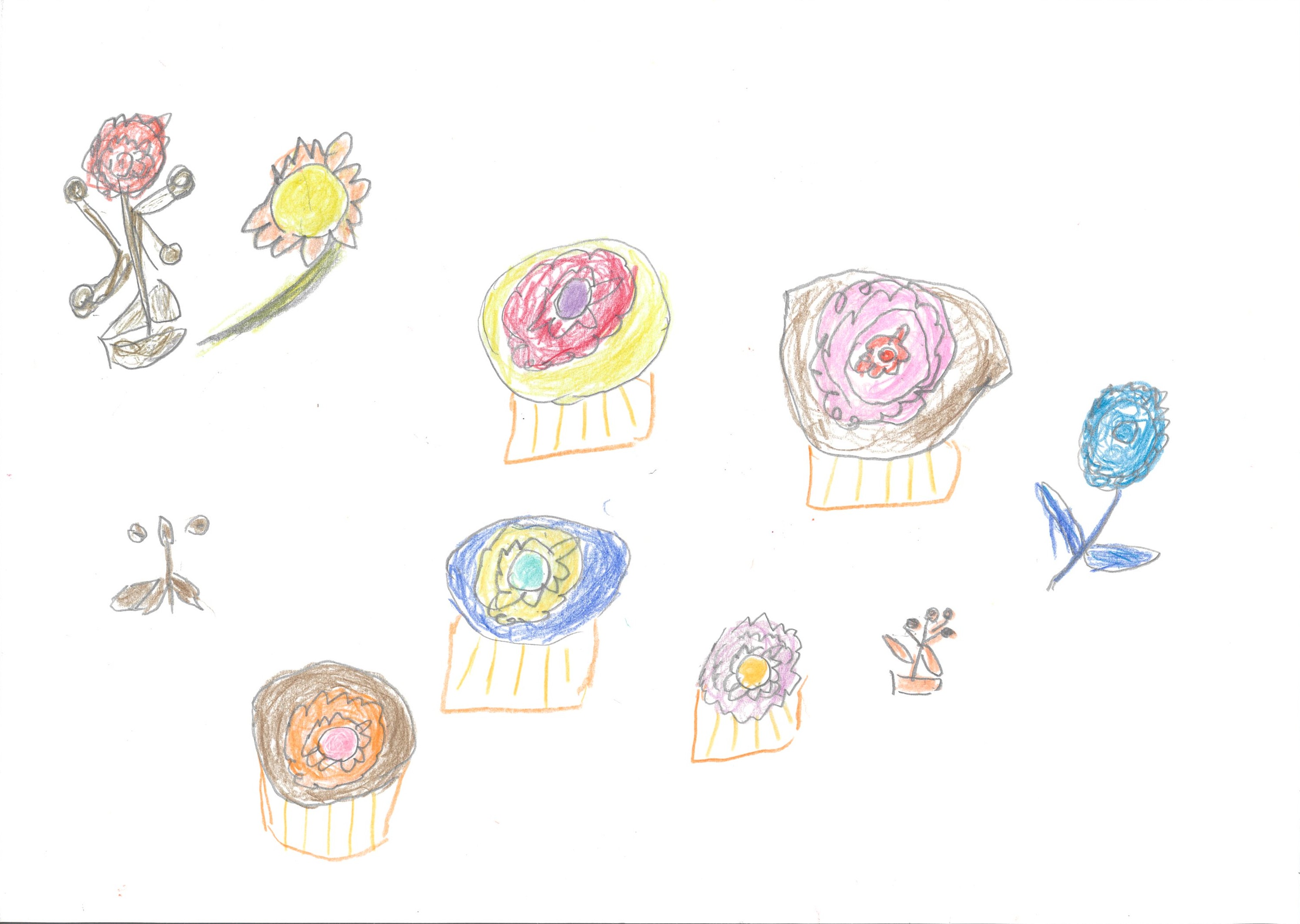 お花とカップケーキ