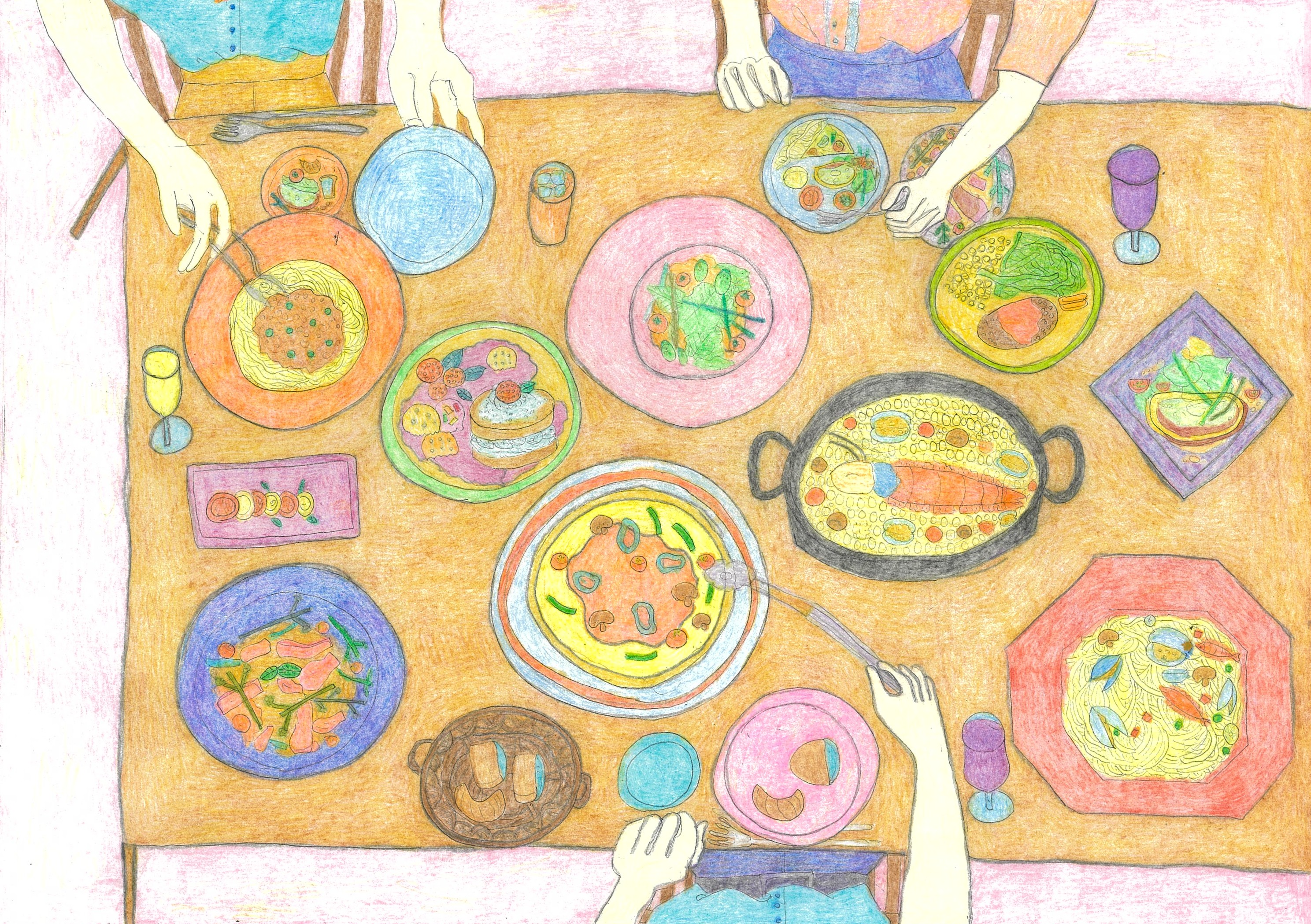 おいしそうな洋食の絵