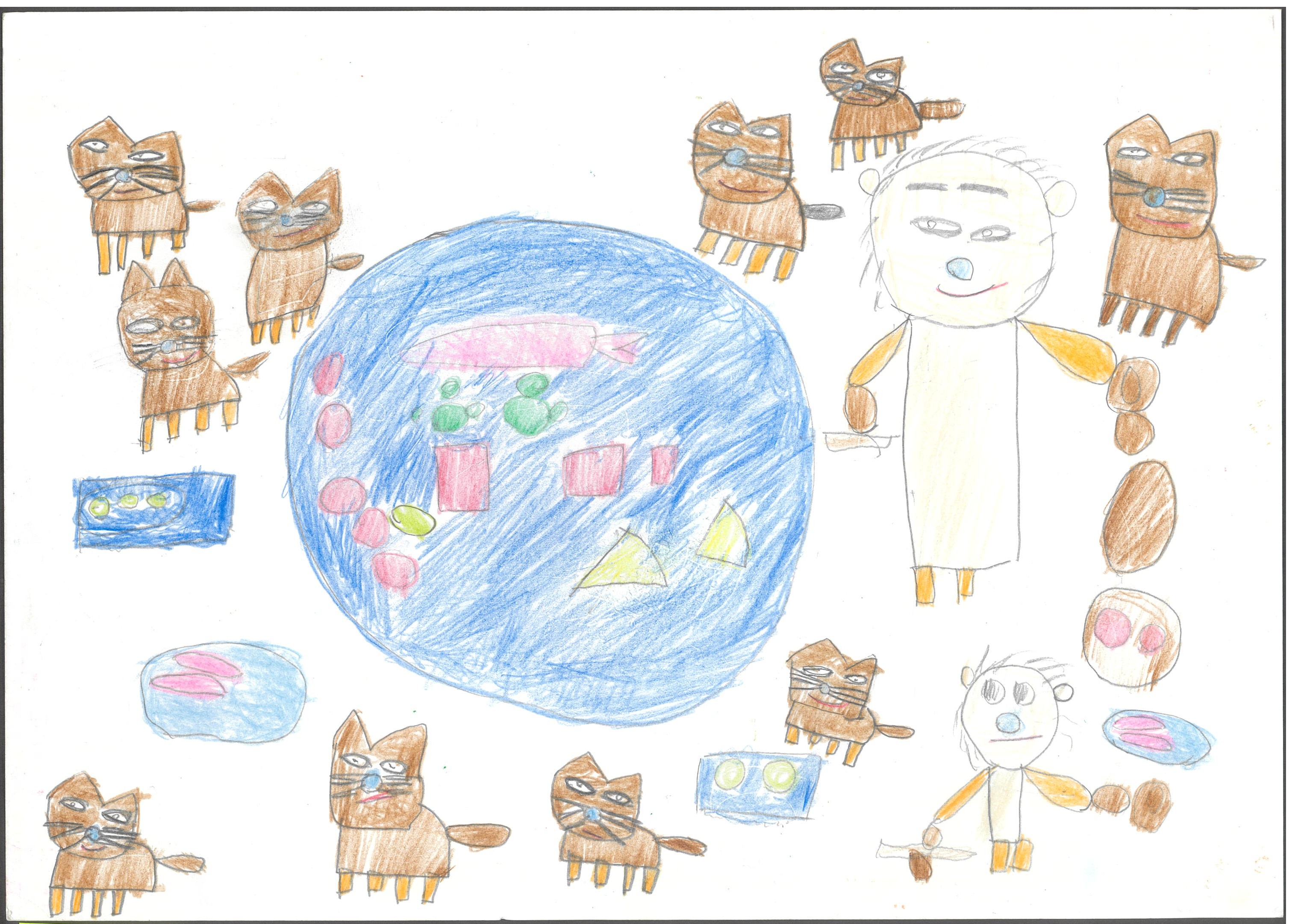 ごはんをたべるねこ