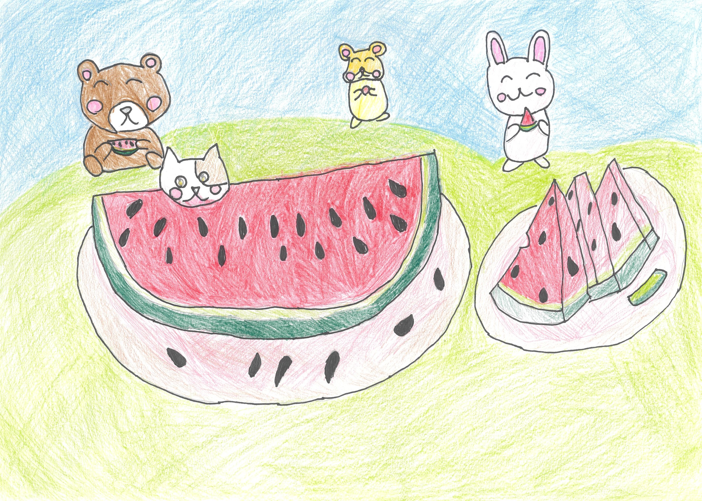 みんな集まってスイカパーティー