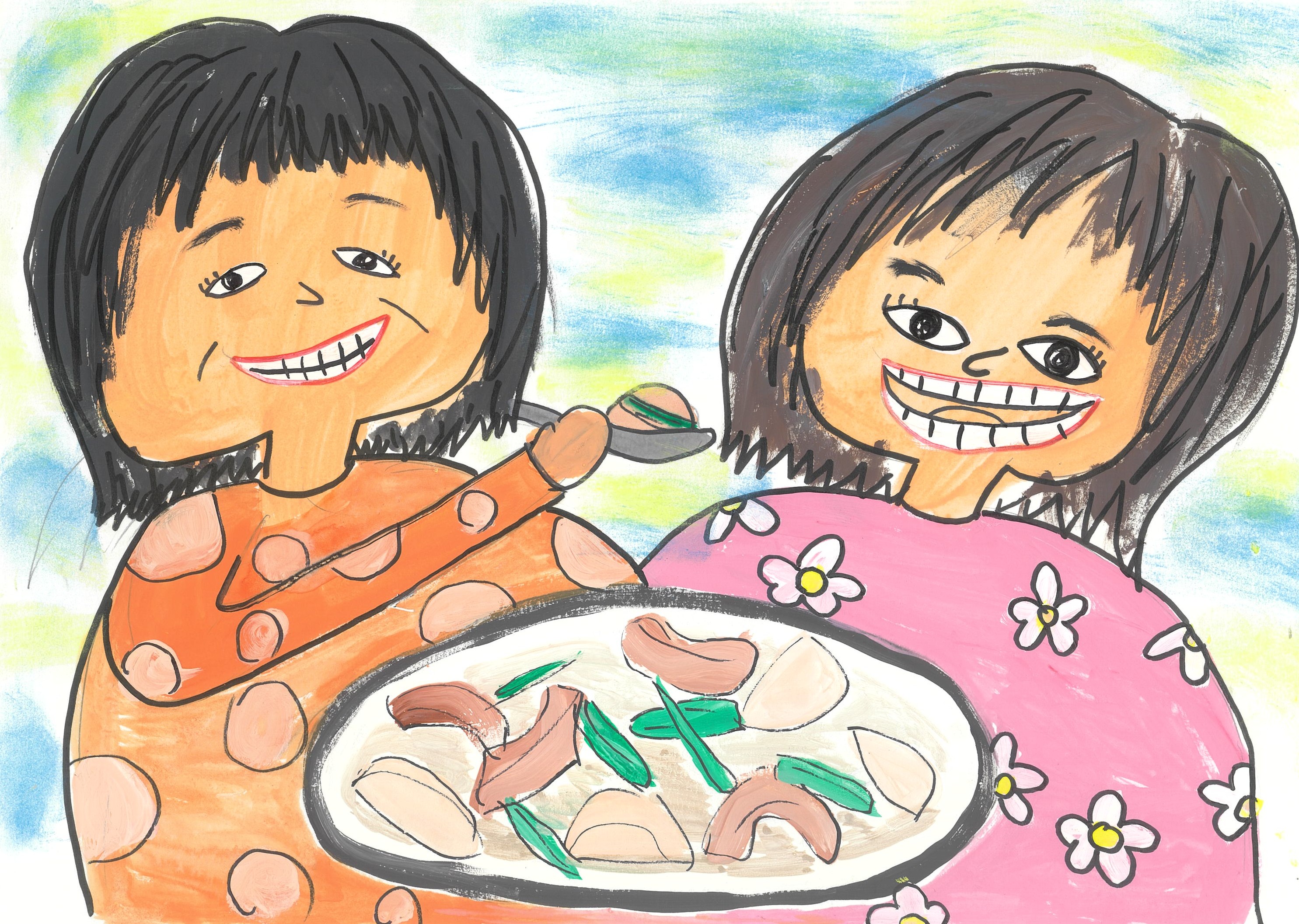 私とお母さんとカブと豚肉のミソ煮