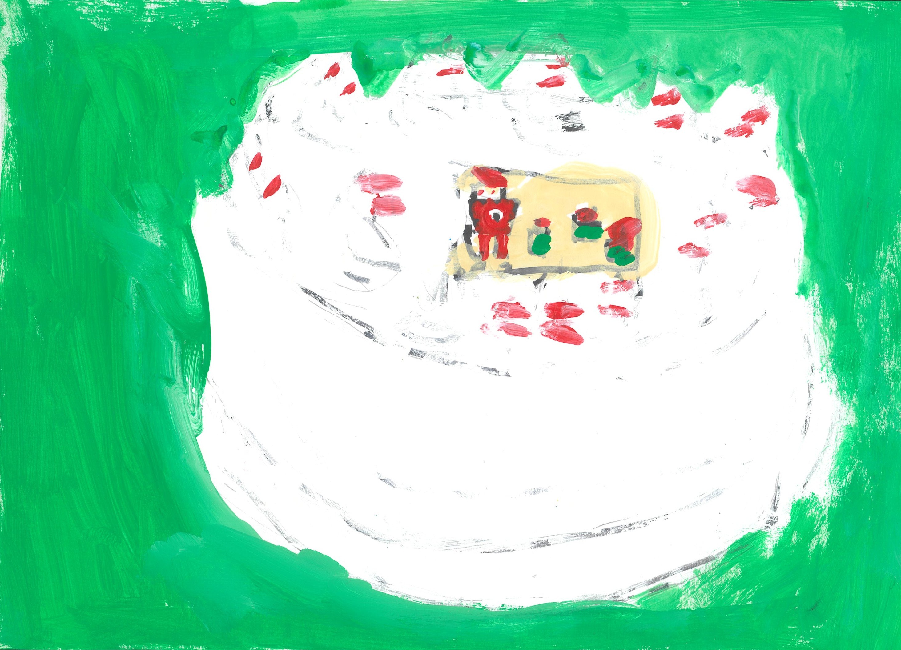 ツリーと一緒にほほえむ　幸せのホワイトケーキ