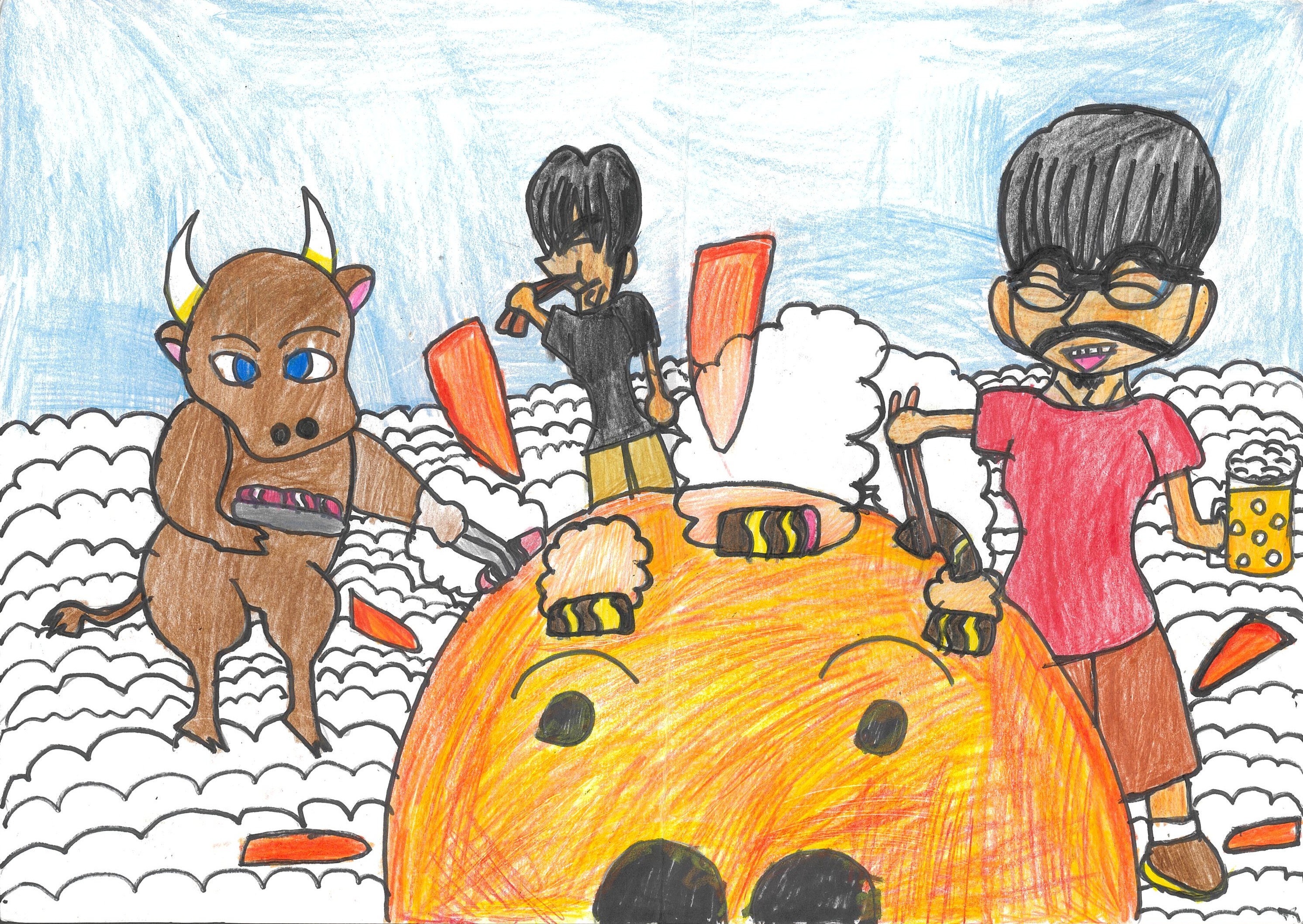 空の上で焼き肉パーティー