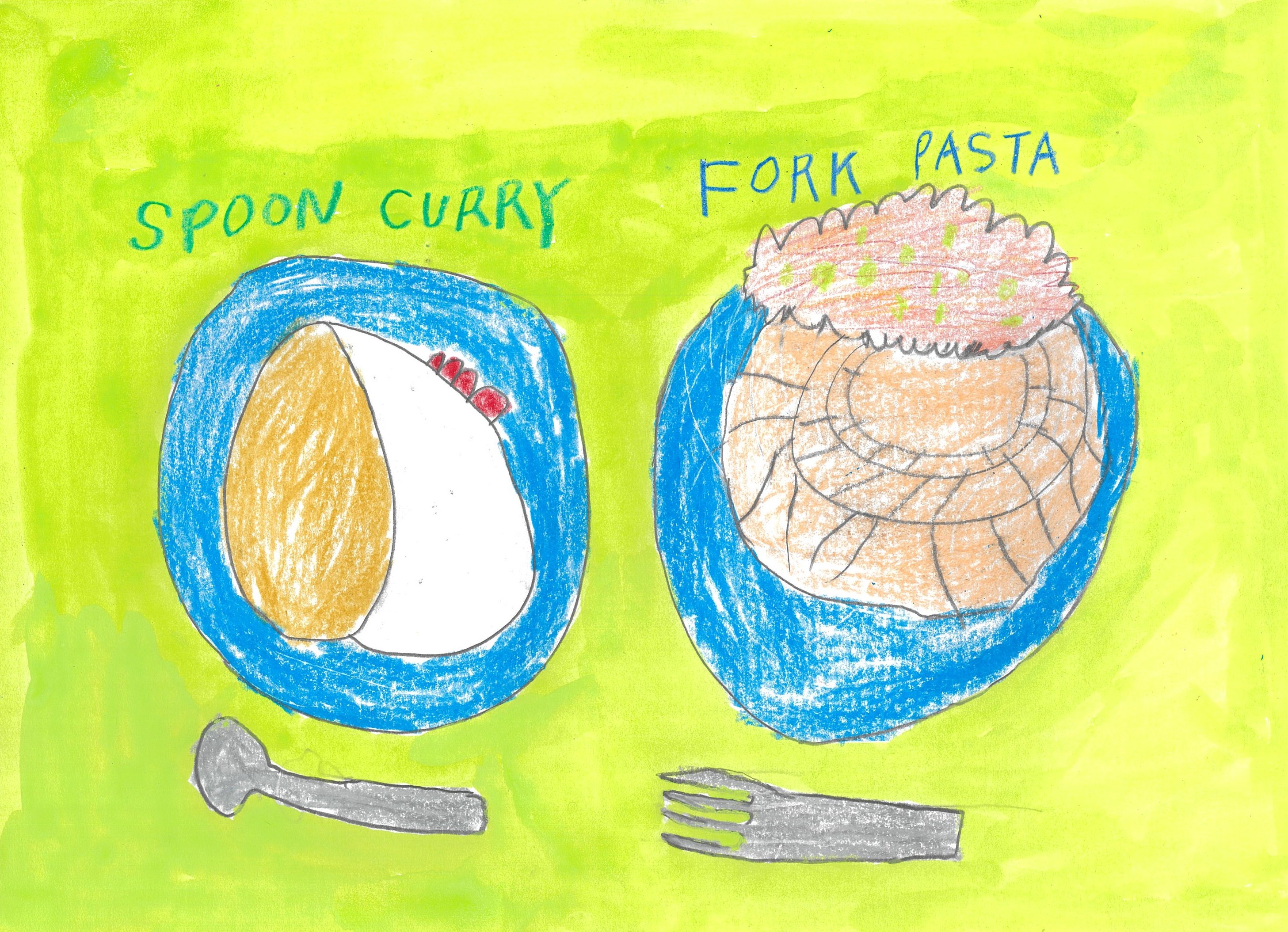 スプーンカレーフォークパスタ