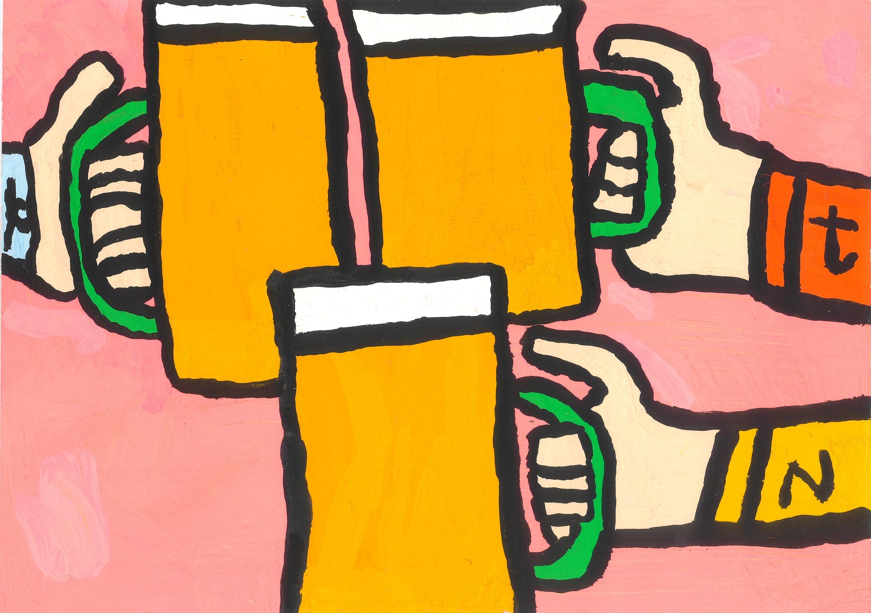 野田さんと草野さんと僕でビールを飲んでいる